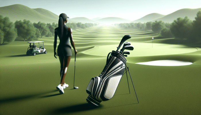 Sleek Titleist Players 4 Stand Bag on a golf course, showcasing lightweight design and ergonomic straps.