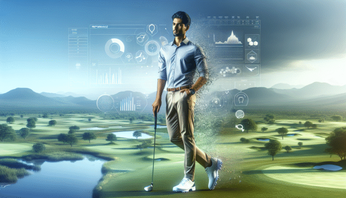 A golfer in South Africa wearing stylish golf shoes, navigating diverse terrains of a lush golf course.