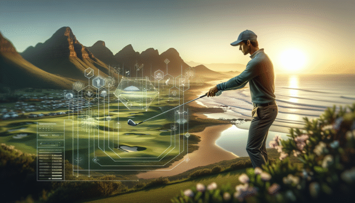 How to Improve Golf Swing Path: Golfer in South Africa using finger grip for natural wrist hinge, neutral stance on varied terrains.