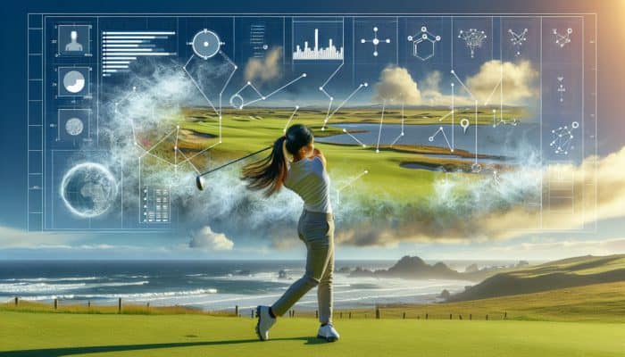How to Improve Golf Confidence: Golfer perfecting swing on South African coastal links, Fancourt and Pinnacle Point visible, battling unpredictable winds causing a slice.