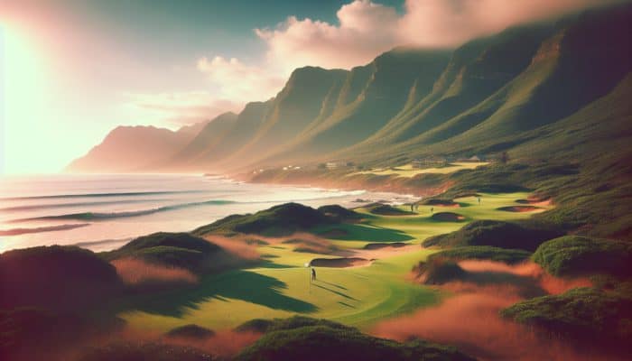 A serene South African golf resort on the Garden Route with lush, forgiving fairways and stunning coastal cliffs.