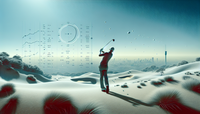 South African golfer swinging on high-altitude Johannesburg course, ball soaring in thin air amid windy and variable weather.