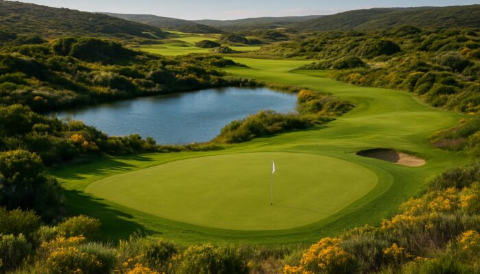 Kirkwood Golf Club's rolling course blending native Eastern Cape flora with sparkling water hazards